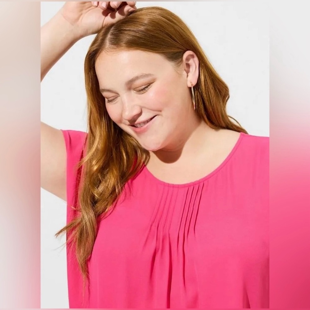 Torrid Georgette Dolman Crop Top, Pink Peacock, Size 2 (2X 18-20), NWT